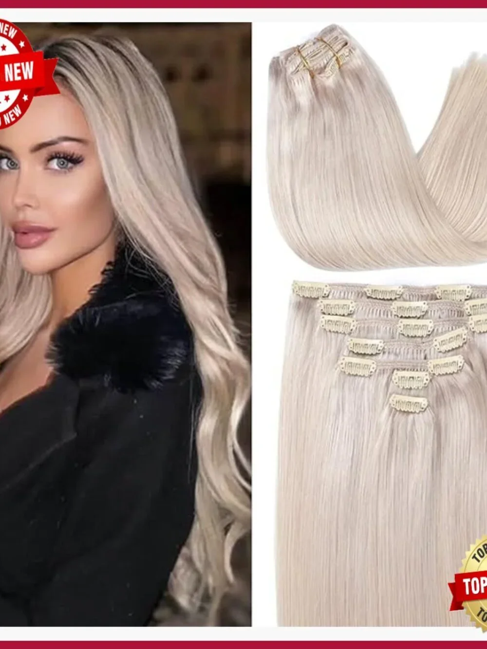 Clip-In Human Hair Extensions 120g 22 Inches 7 Pieces Remy Hair